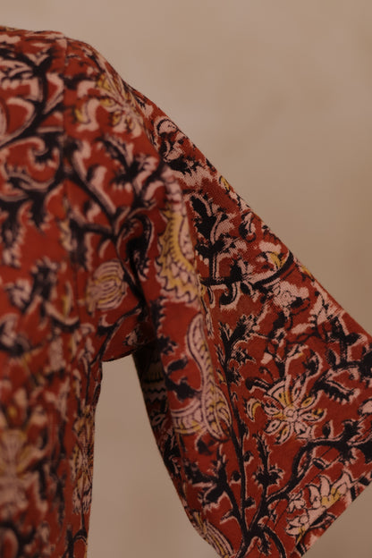 Stretchable Hand block printed kalamkari blouse