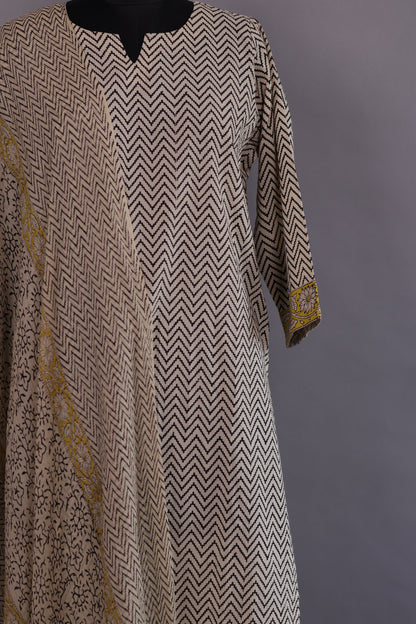 Handblock printed Pure Mul Cotton with chiffon Duppata 3 piece suit (stitched)