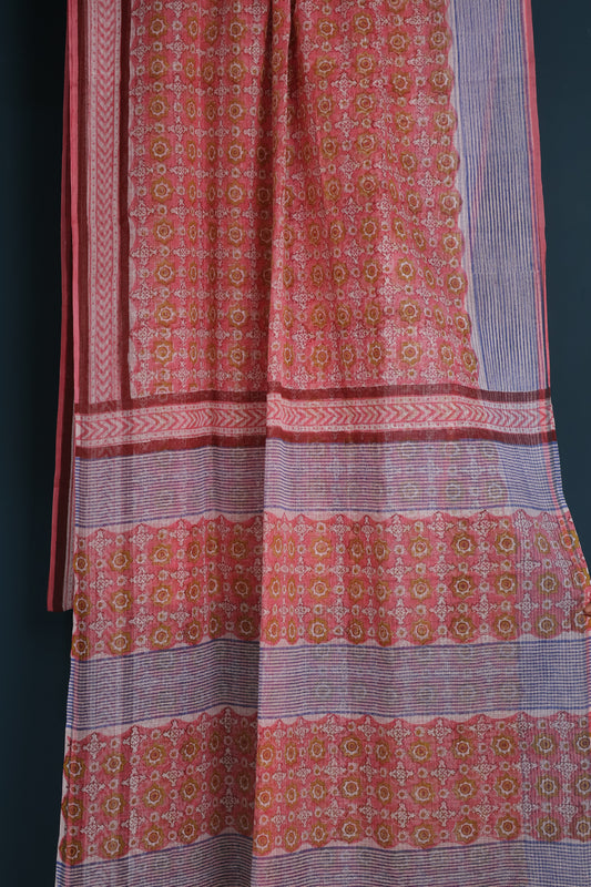Hand block printed Kota Doriya Saree