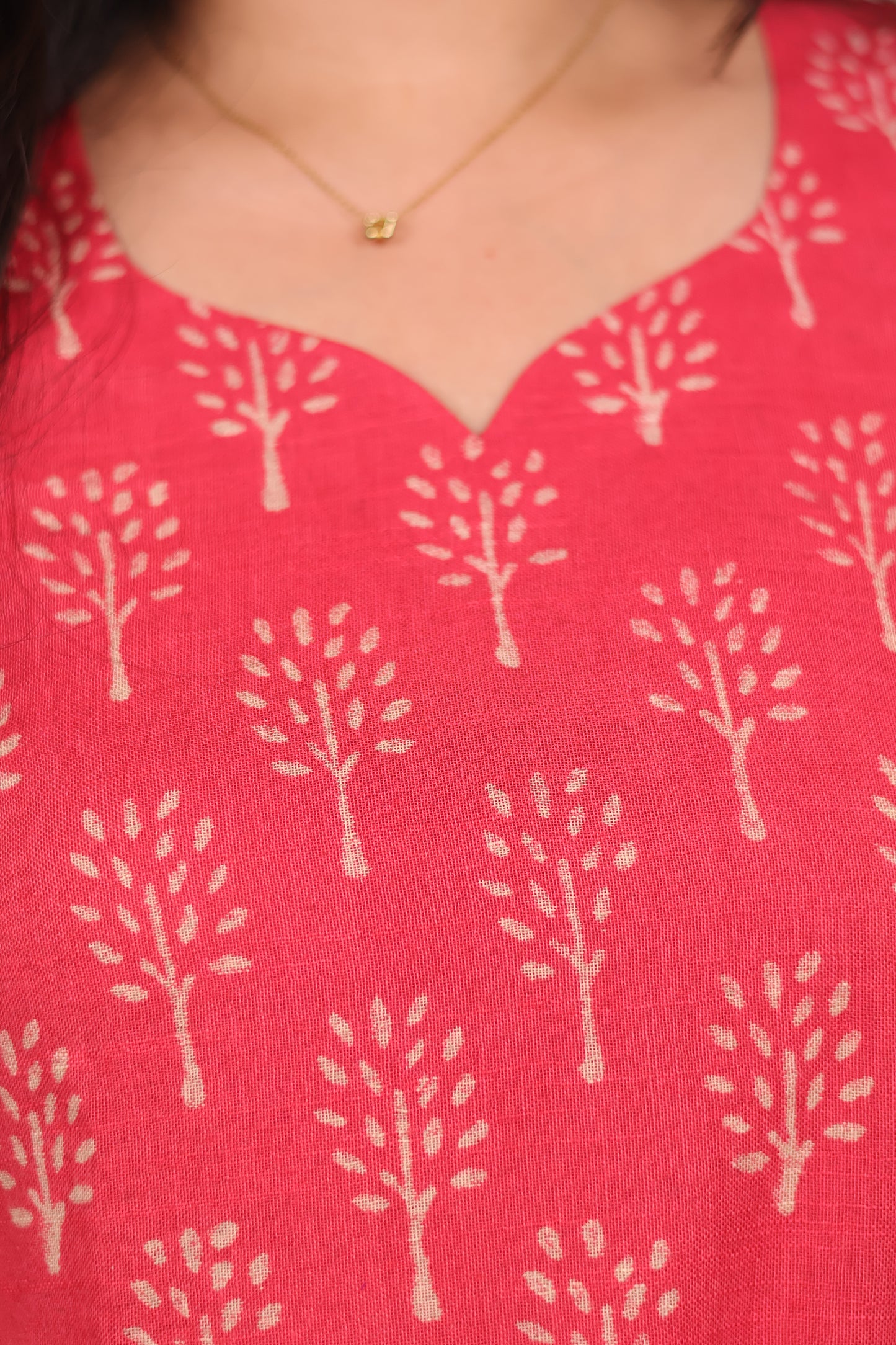 Pink Linen Cotton Handblock printed 3 piece suit (stitched)