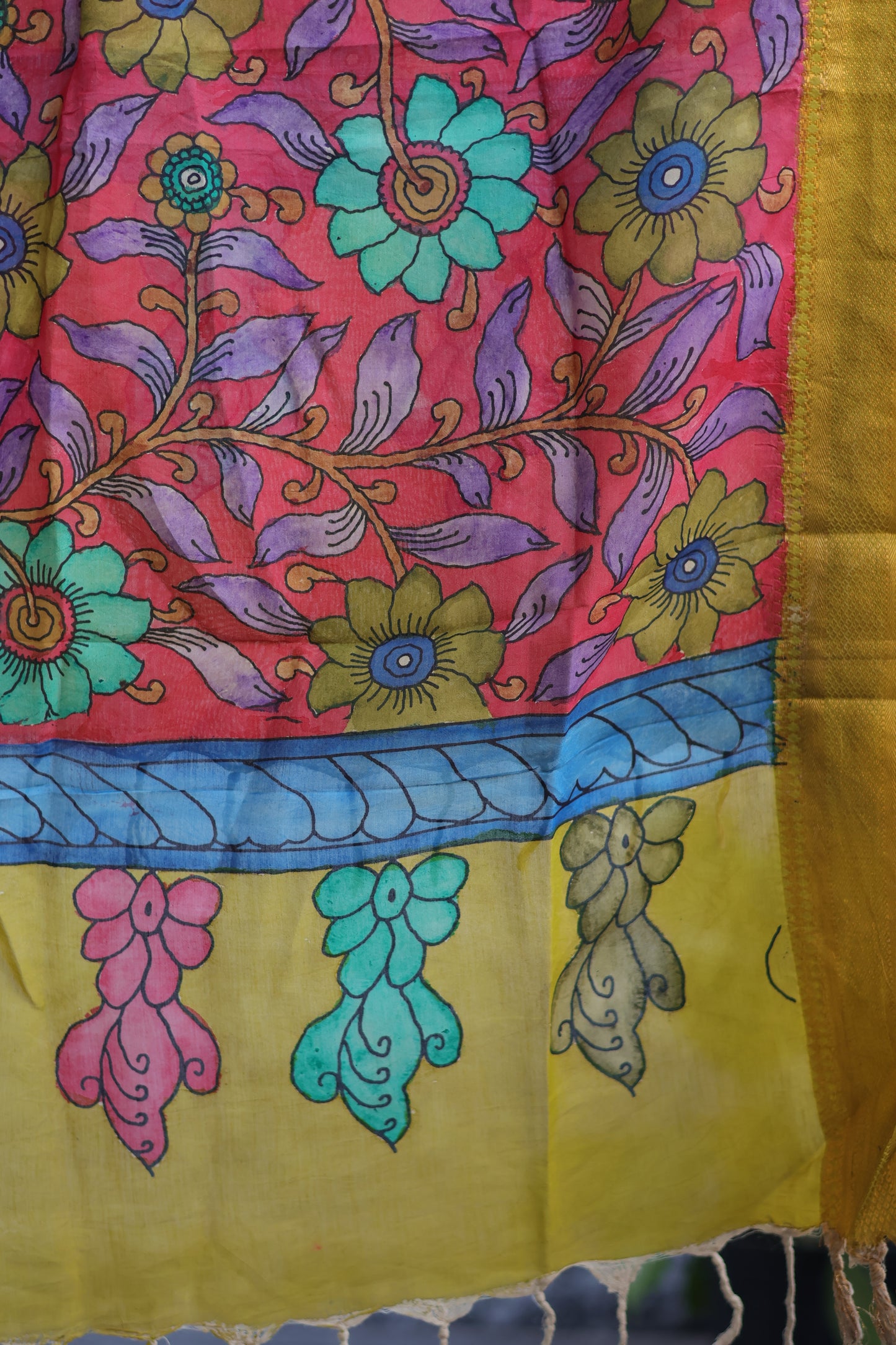 Pen Kalamkari chennur silk duppata