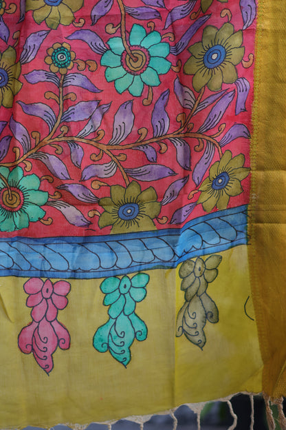 Pen Kalamkari chennur silk duppata
