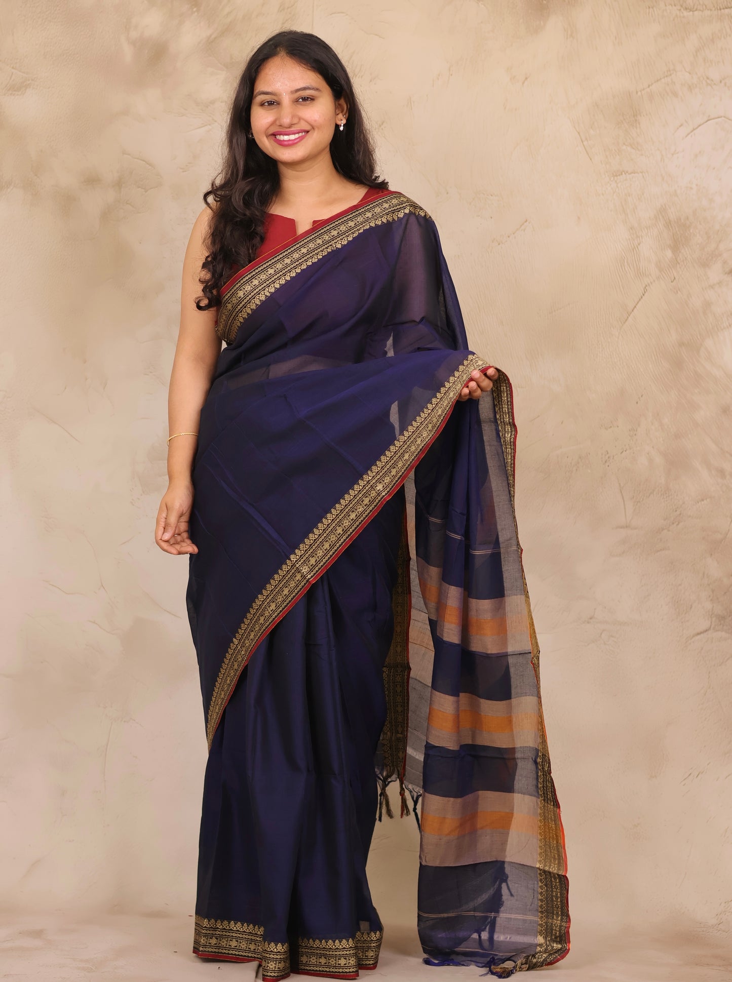 Blue Narayanpet Cotton Saree | Looms & Tassels