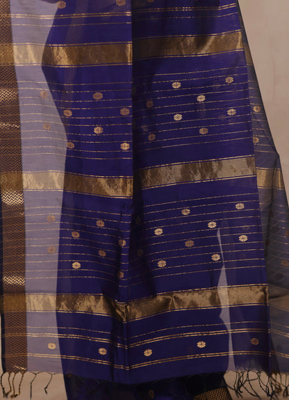 Blue Handloom Maheswari Silk Cotton Sarees | Looms & Tassels
