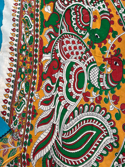 Dyeing Kalamkari Pure Cotton Saree