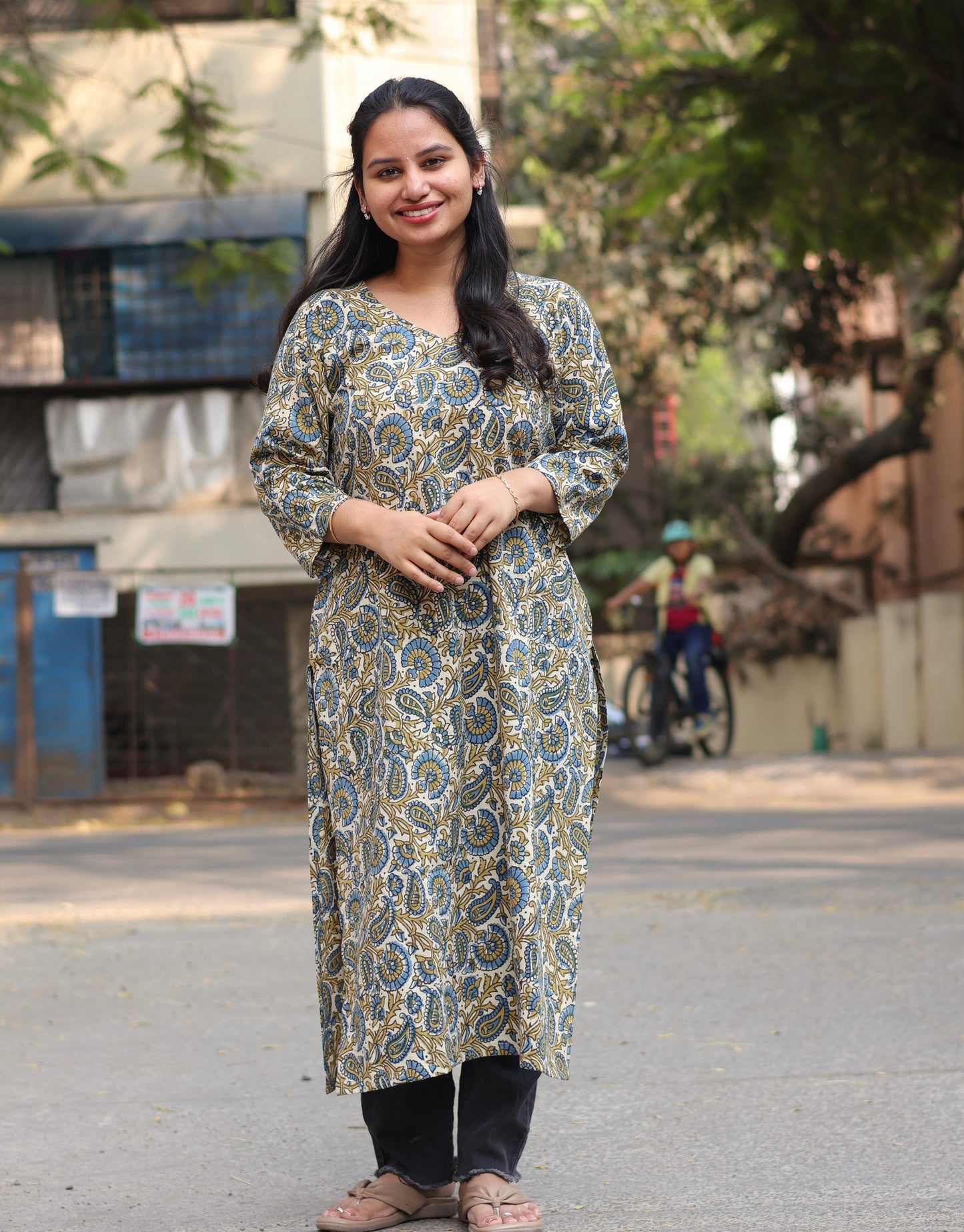 Ajrakh Hand Block Printed Kurti | Looms & Tassels