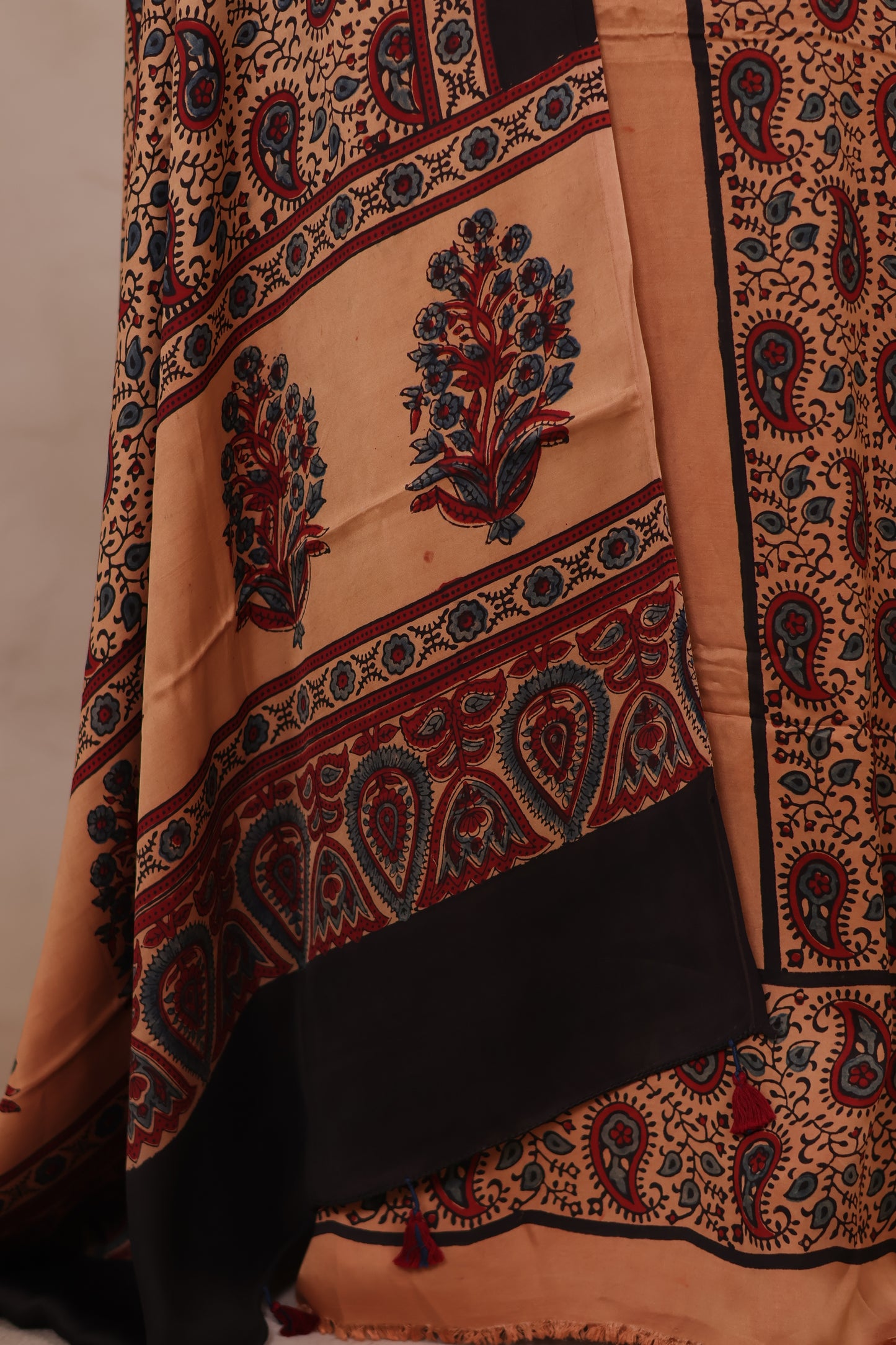 Ajrakh Handblock Printed Modal Silk 2 Piece Suit Set | Looms & Tassels