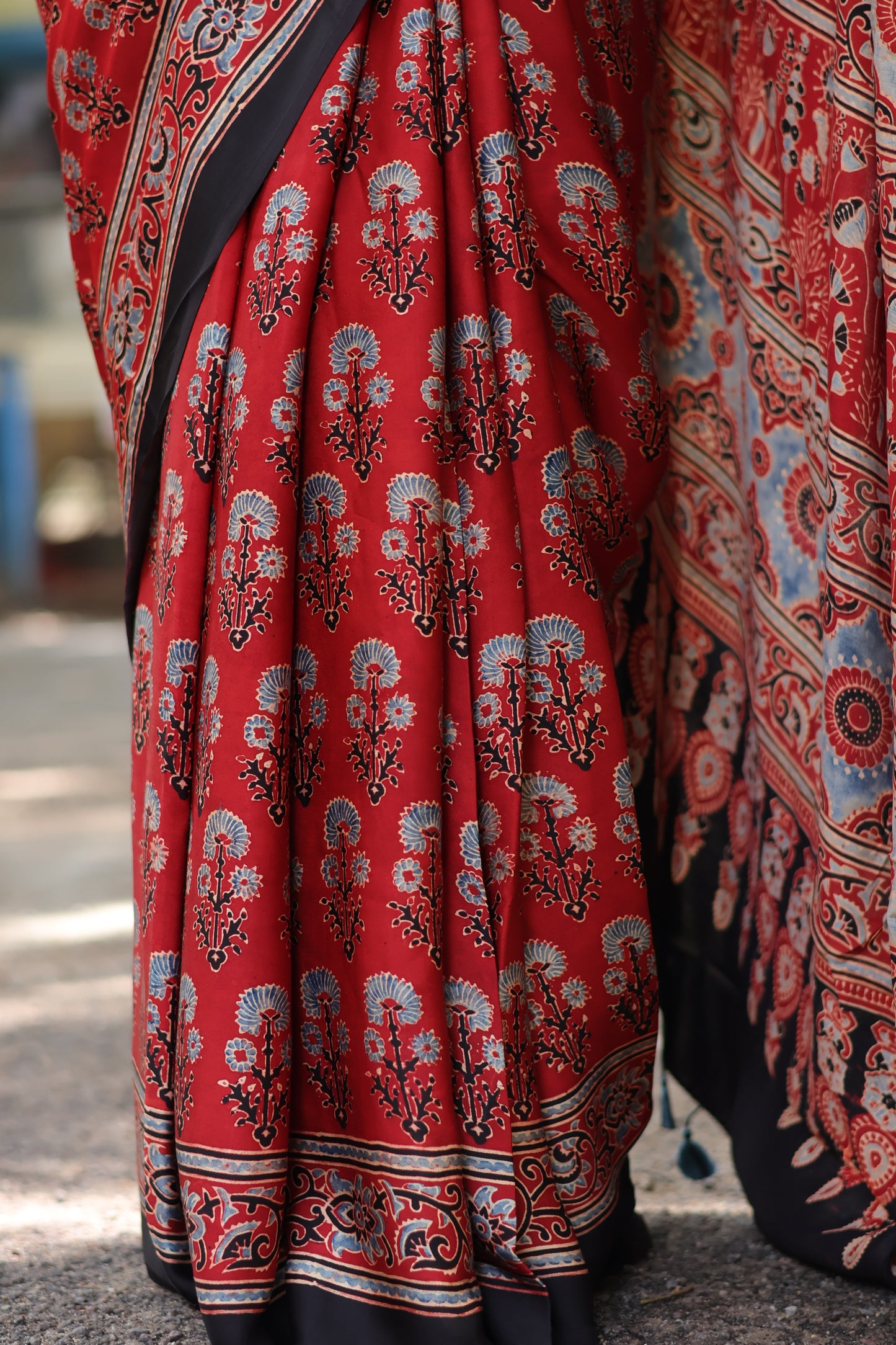 Ajrakh Modal Silk Saree