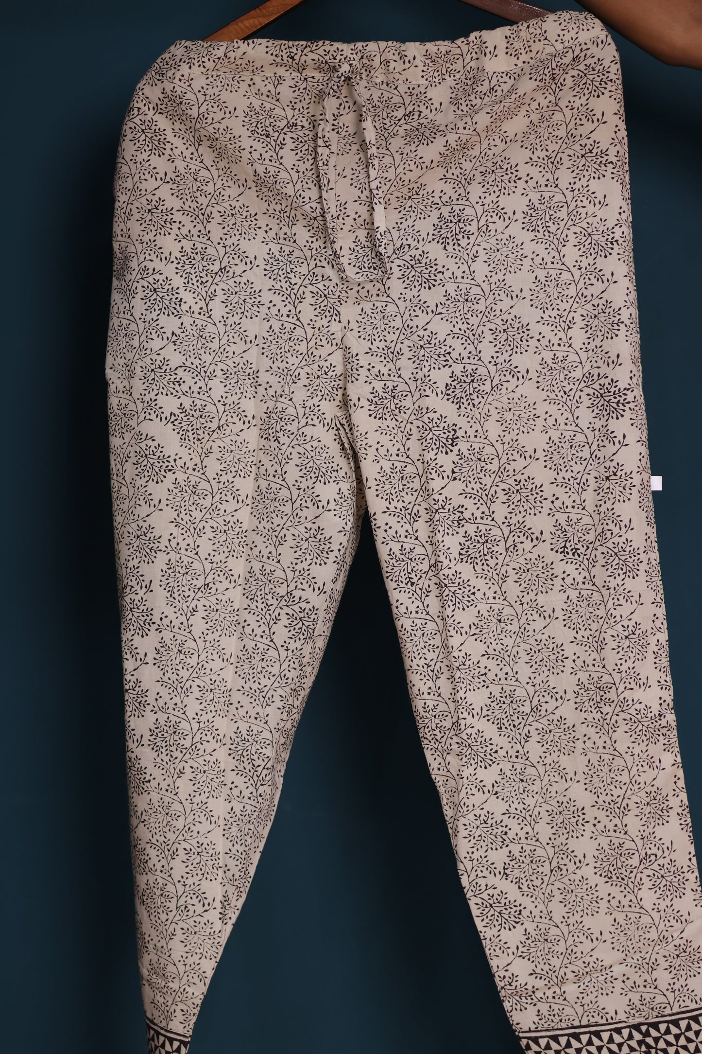 Black Handblock printed kota 3 piece suit (stitched)