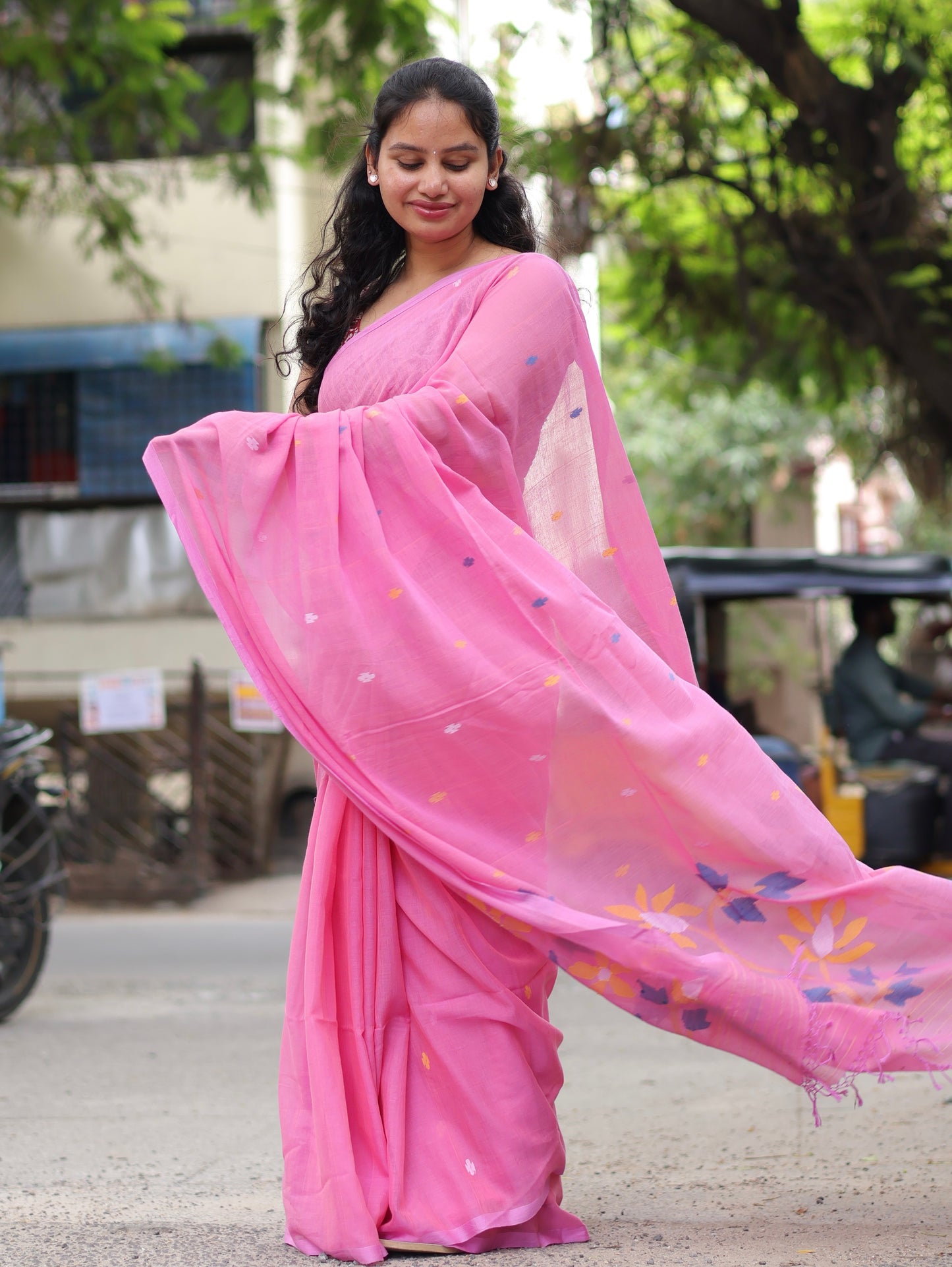 Pure Handwoven Jamdhani Malai Cotton Saree