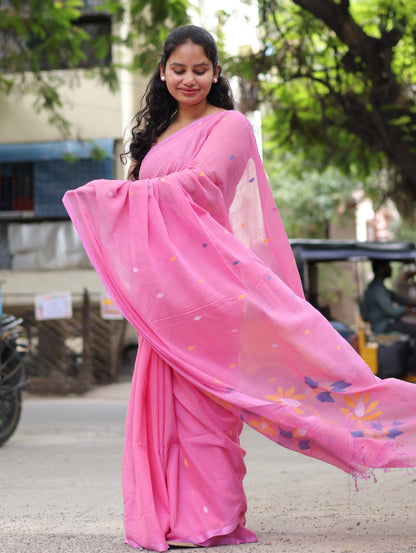Pure Handwoven Jamdhani Malai Cotton Saree