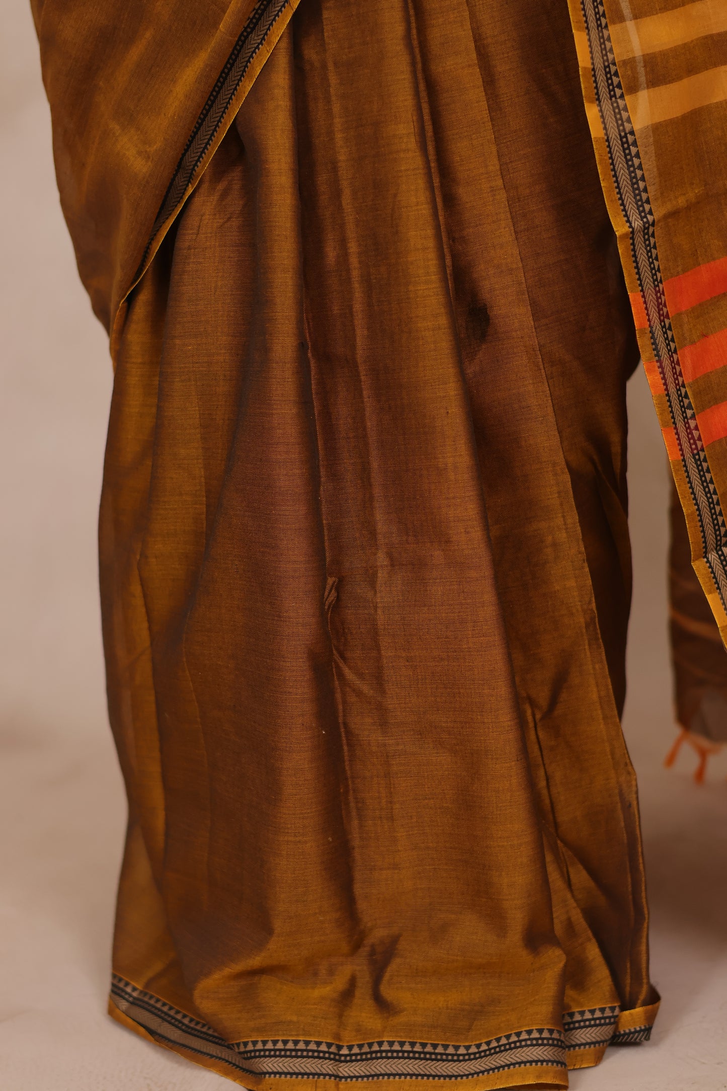 Mustard Narayanpet Cotton Saree | Looms & Tassels