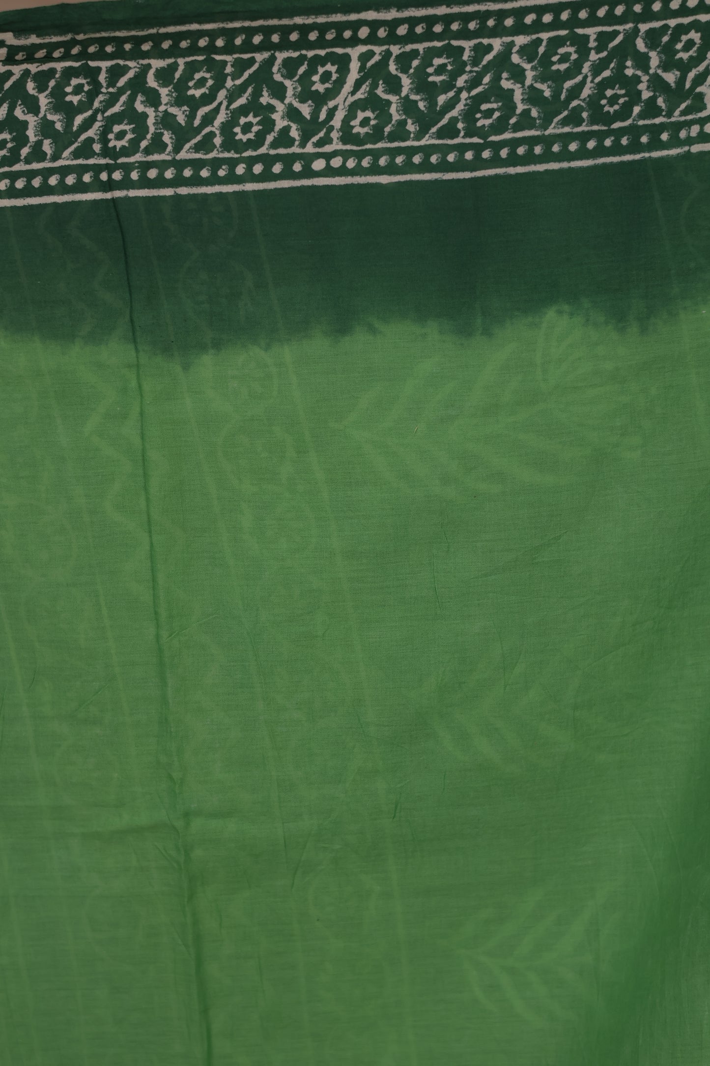 Green Bagru Handblock printed MulMul cotton saree | Looms & Tassels