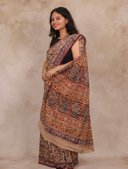 Hand Block Printed Kalamkari Cotton Saree