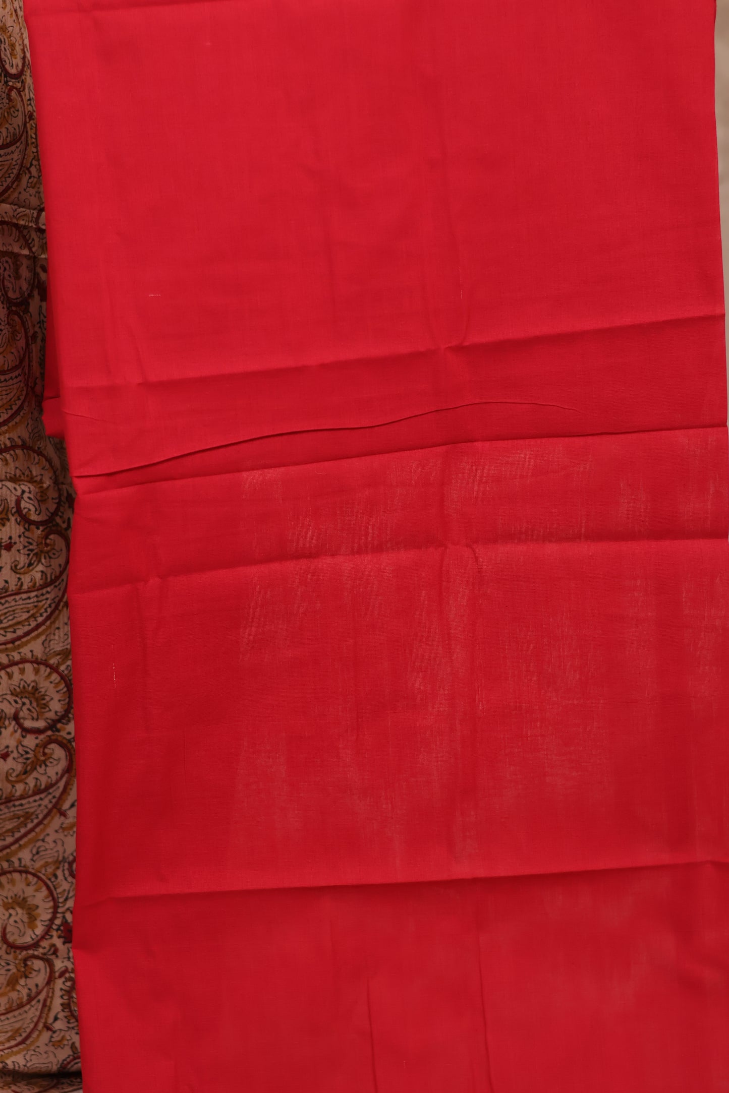 Hand Block Printed Kalamkari Unstitched 3pc Suit Set