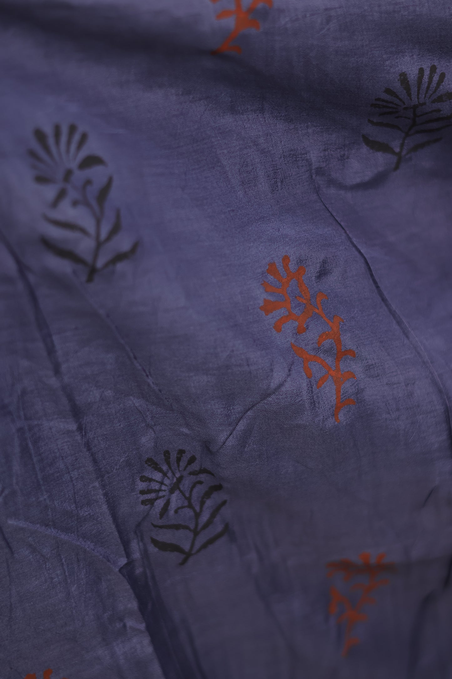 Lavender Hand dyeing premium chennur silk with block prints saree