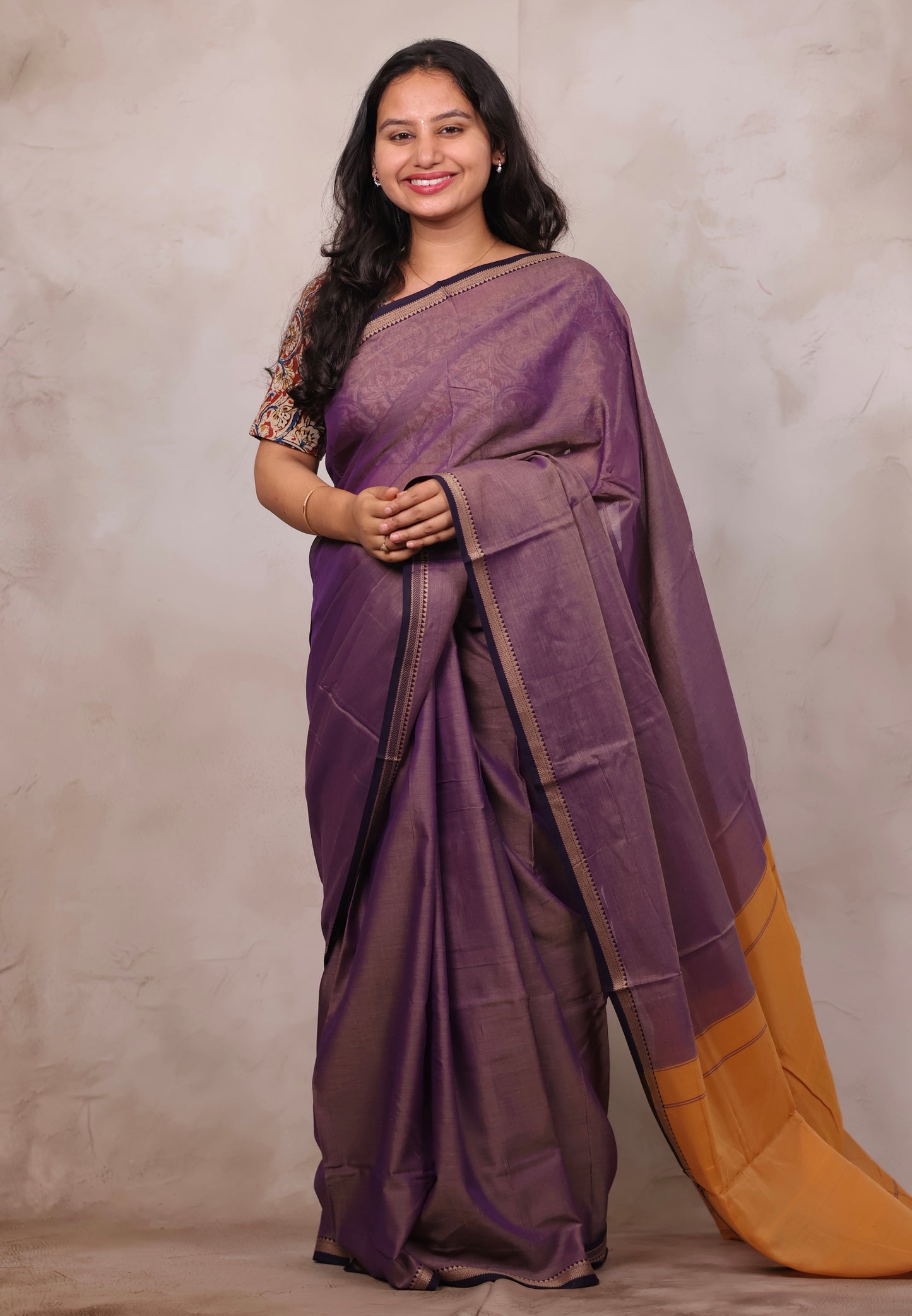 Lavender Narayanpet Cotton Saree | Looms & Tassels