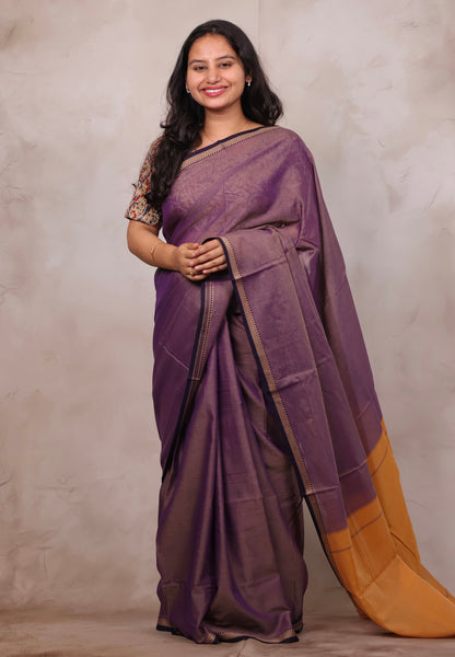 Lavender Narayanpet Cotton Saree | Looms & Tassels