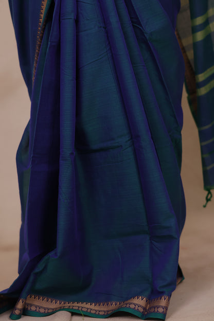 Blue Narayanpet Cotton Saree | Looms & Tassels