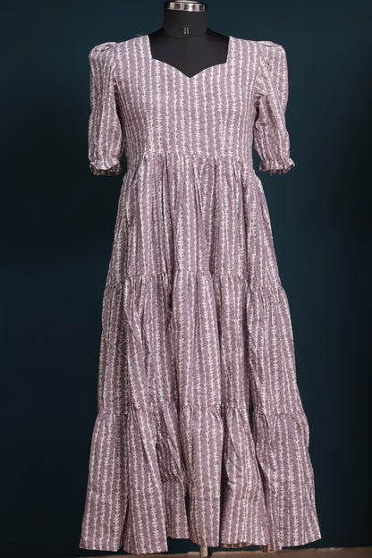 Grey Bagru pure cotton frock