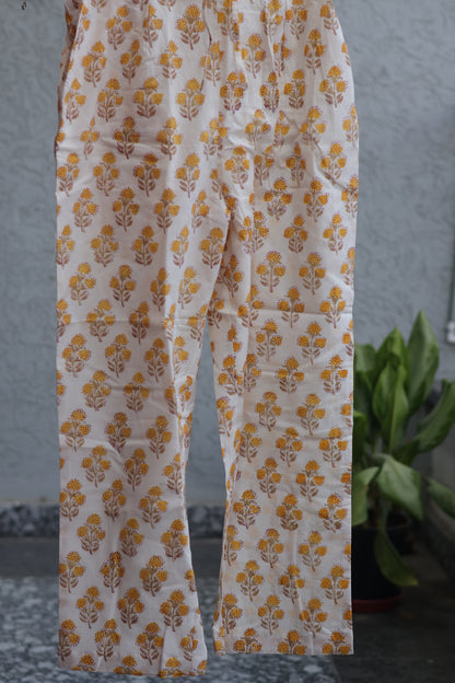 Pastel Green Handblock printed Pure Mul Cotton with Kota Doria Duppata 3 piece suit (stitched)