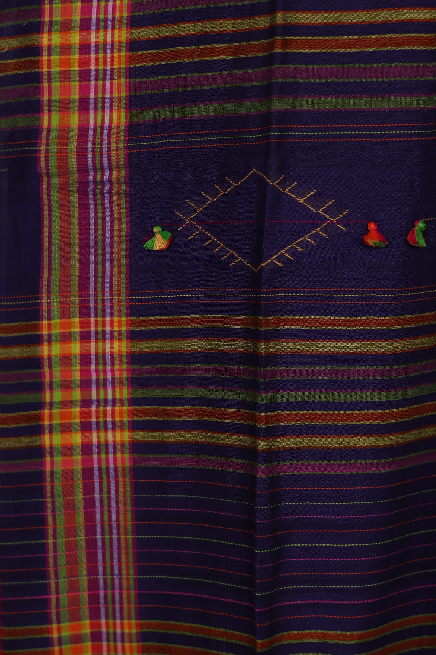 Blue Bhujodi weaving Malai Cotton Saree | Looms & Tassels