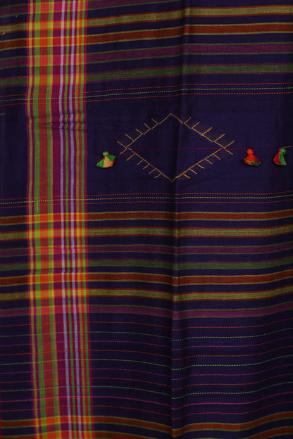 Blue Bhujodi weaving Malai Cotton Saree | Looms & Tassels