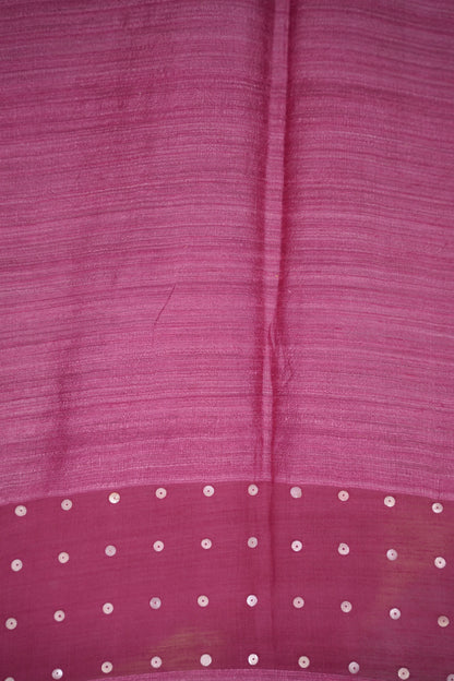 Pastel Pink Handloom Jamdhani Pure Matka Silk Saree with Muslin Silk Pallu