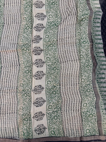 Hand block printed Kota Doriya Saree