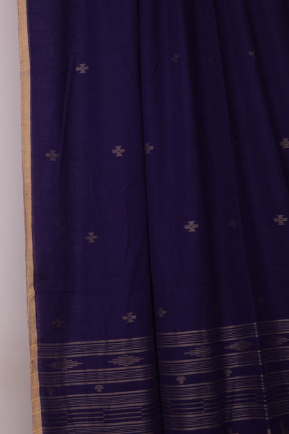 Blue Pure Handwoven Jamdhani Malai Cotton Saree
