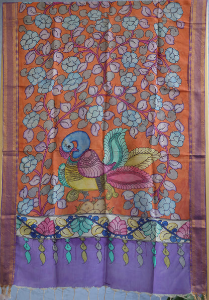 Pen Kalamkari chennur silk duppata