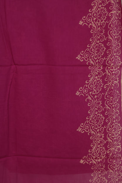 Pink Bagru Handblock printed MulMul cotton saree