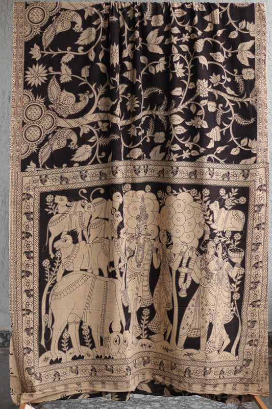 Black Kalamkari Cotton Saree