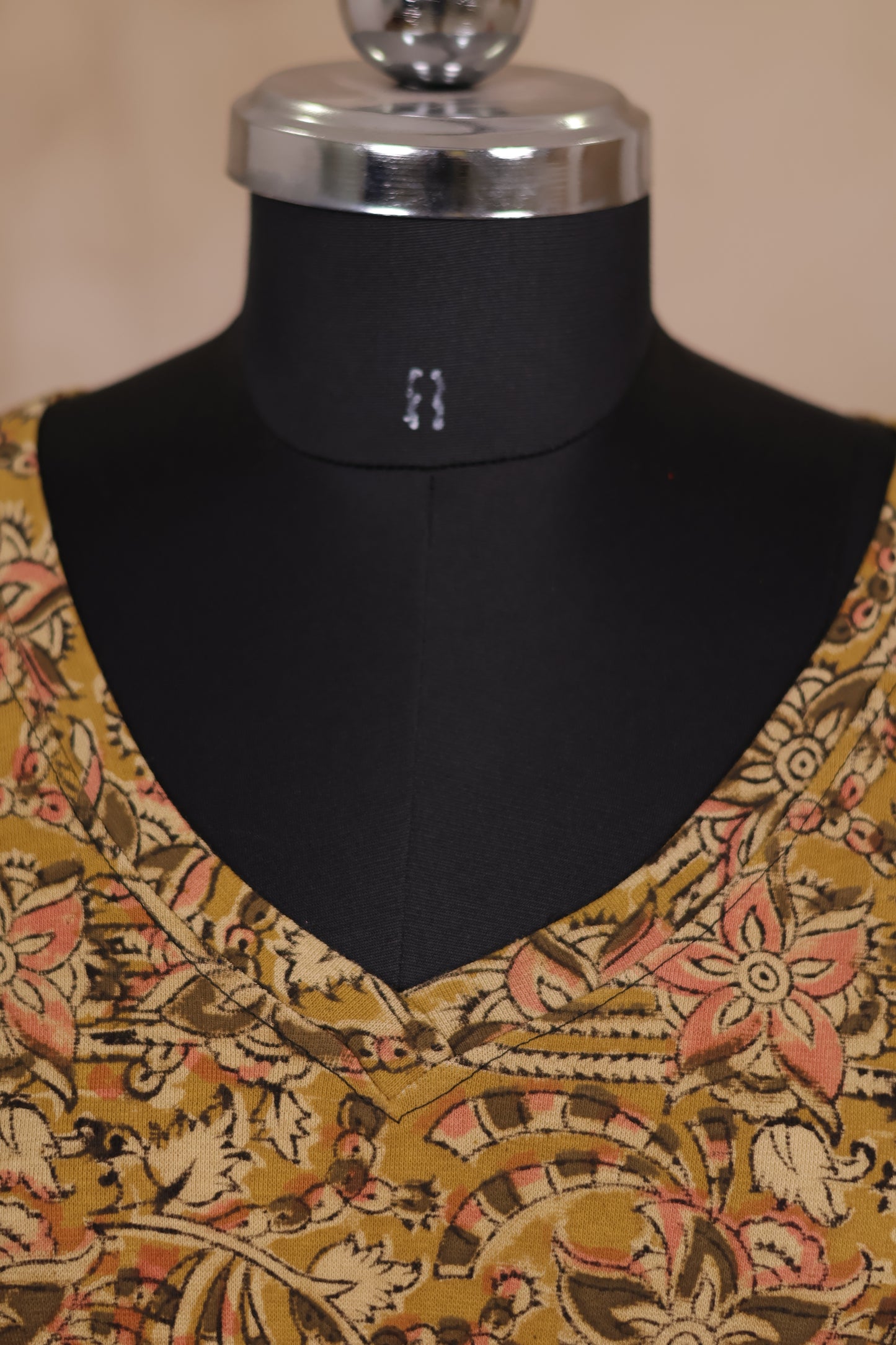 V Neck Stretchable Hand block printed kalamkari blouse