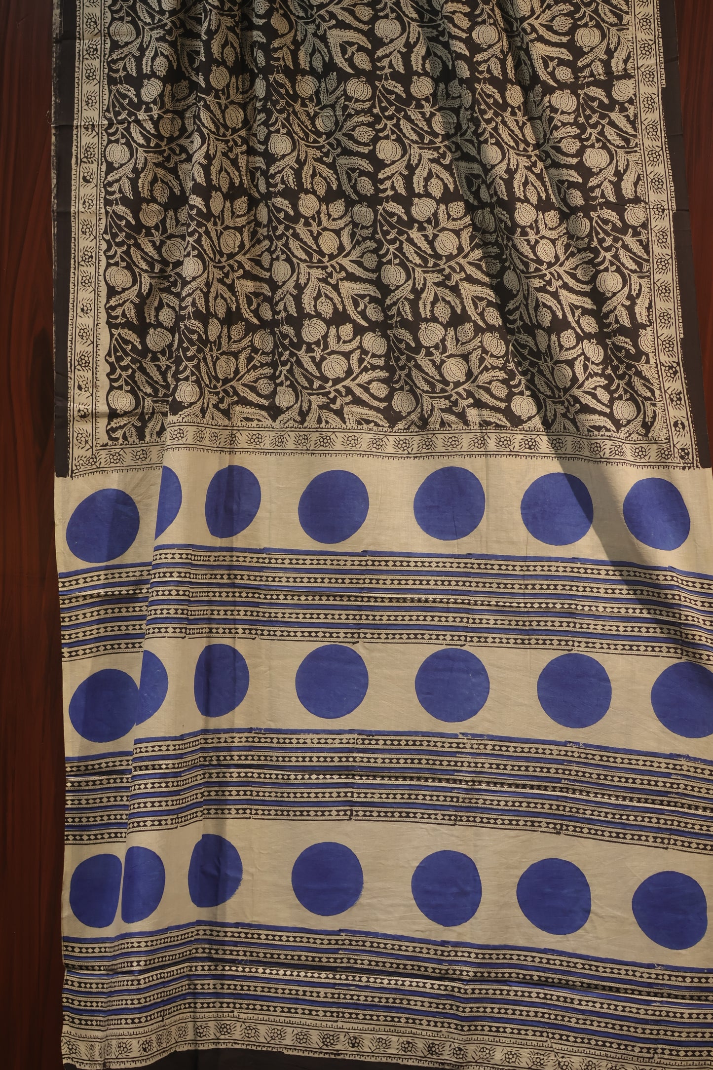 Bagru Handblock printed MulMul cotton saree