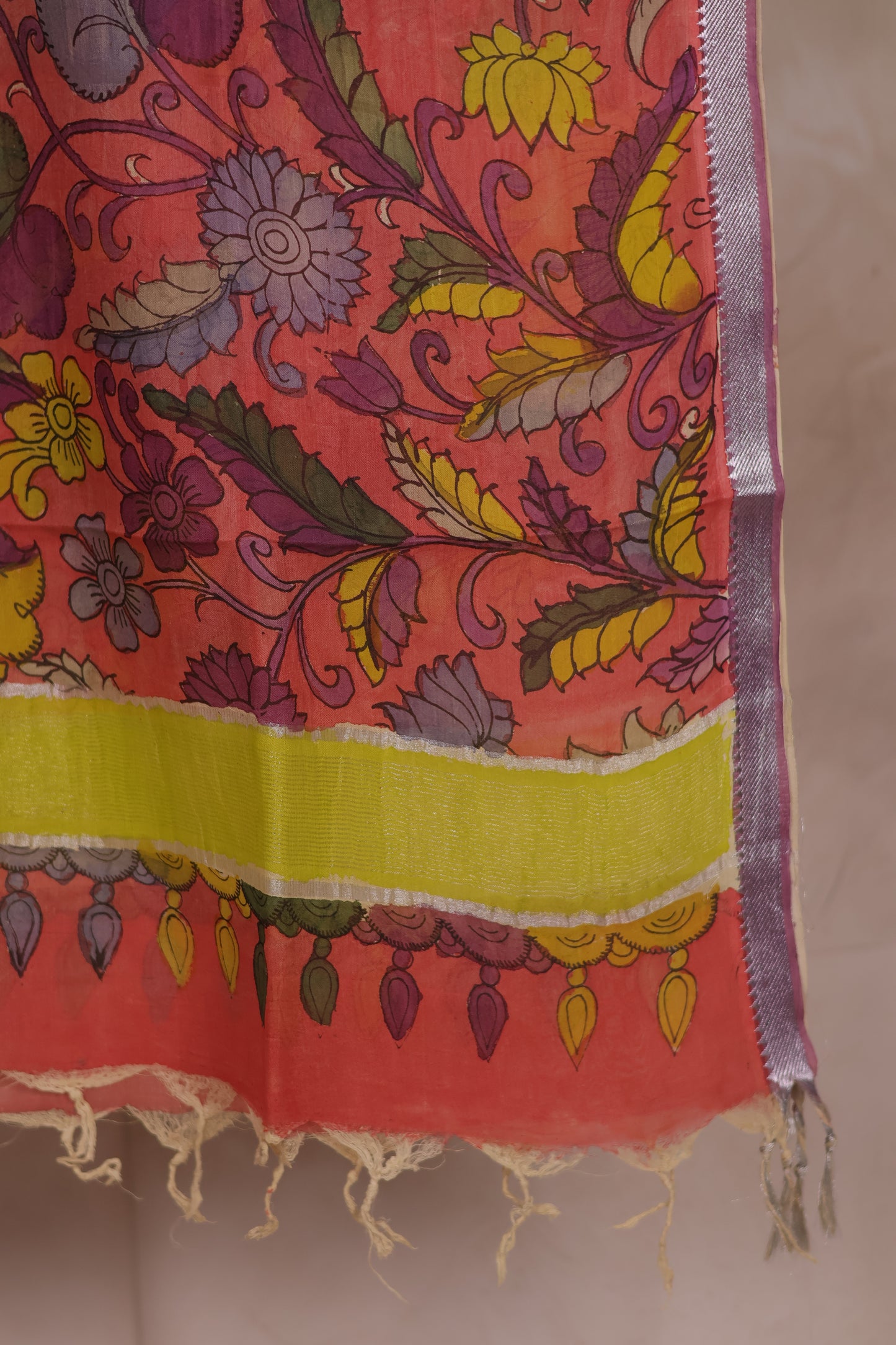 Pen Kalamkari Mangalagiri silk Dupatta