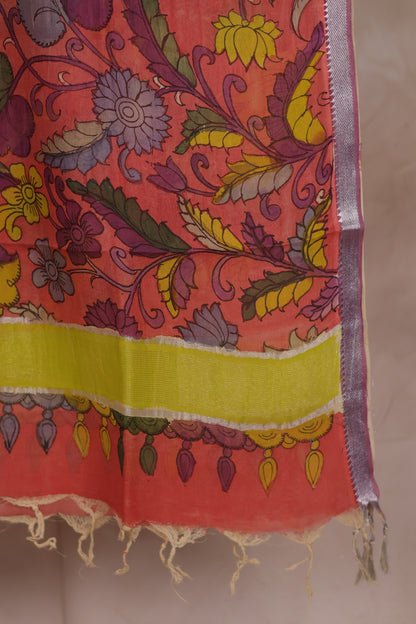 Pen Kalamkari Mangalagiri silk Dupatta