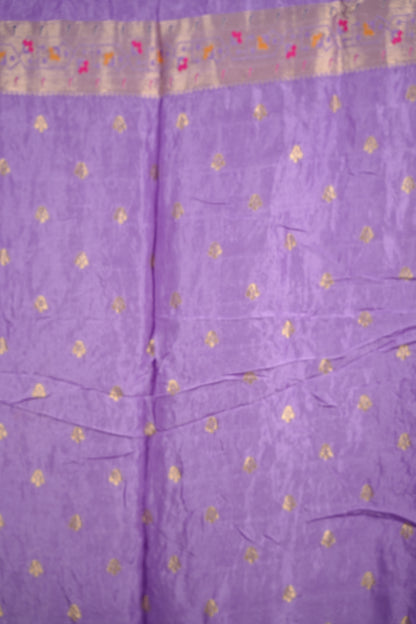 Lavender Handcrafted Bandhani Paithani Dola Silk Saree | Looms & Tassels