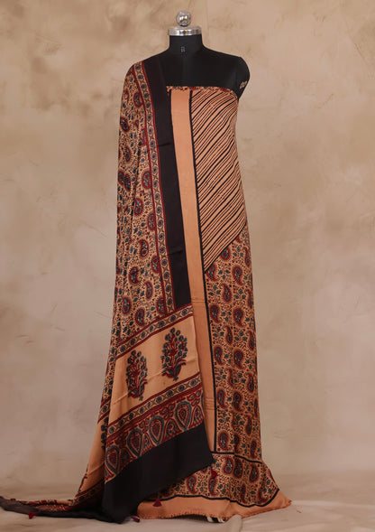 Ajrakh Handblock Printed Modal Silk 2 Piece Suit Set | Looms & Tassels