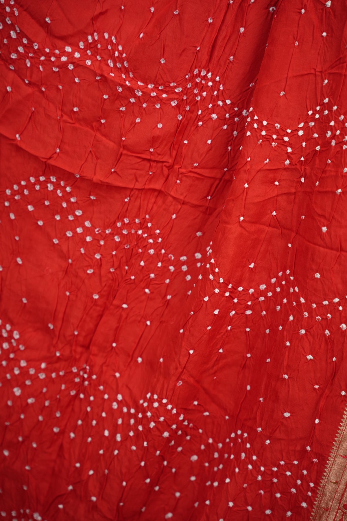 Red Handcrafted  Pattern Bandhani Paithani Dola Silk Saree | Looms & Tassels