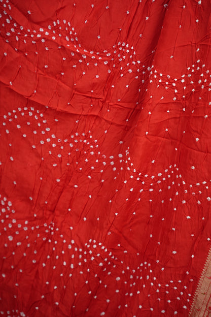 Red Handcrafted  Pattern Bandhani Paithani Dola Silk Saree | Looms & Tassels