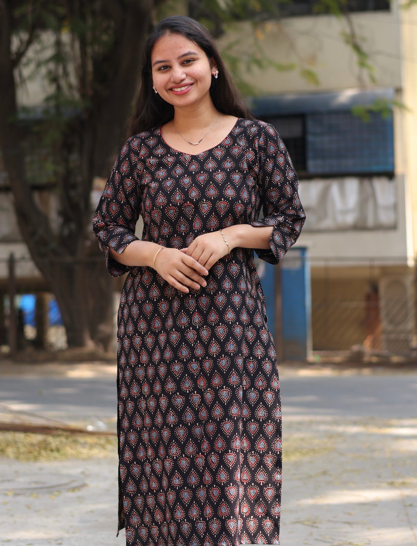 Black Ajrakh Hand Block Printed Kurti
