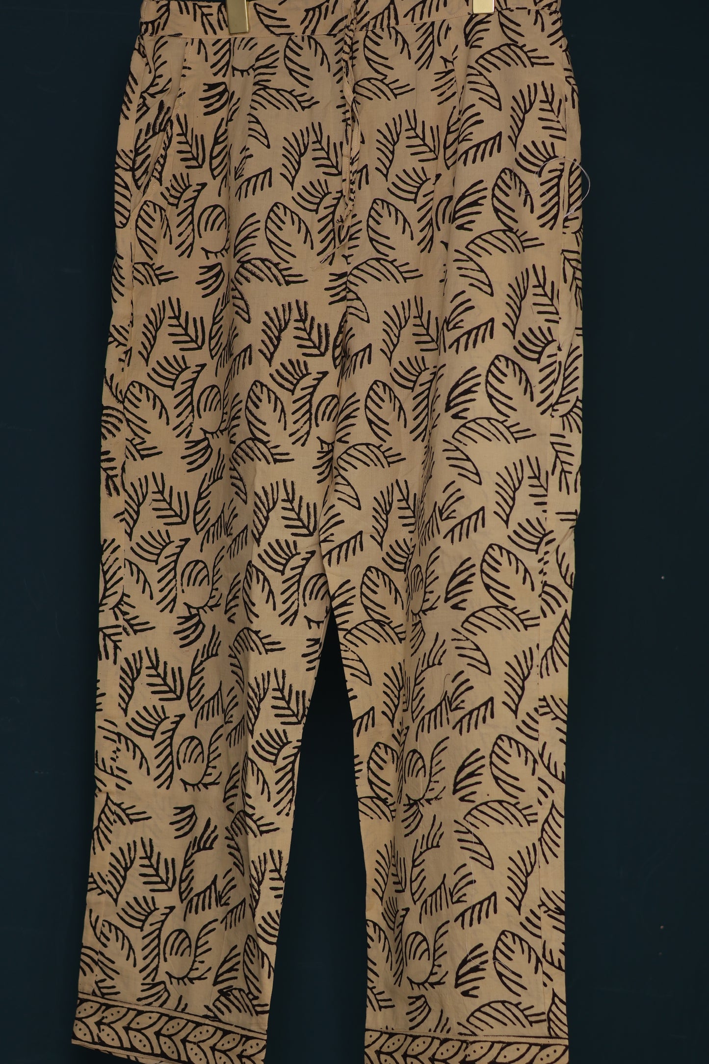 Cream Handblock printed kota 3 piece suit (stitched)