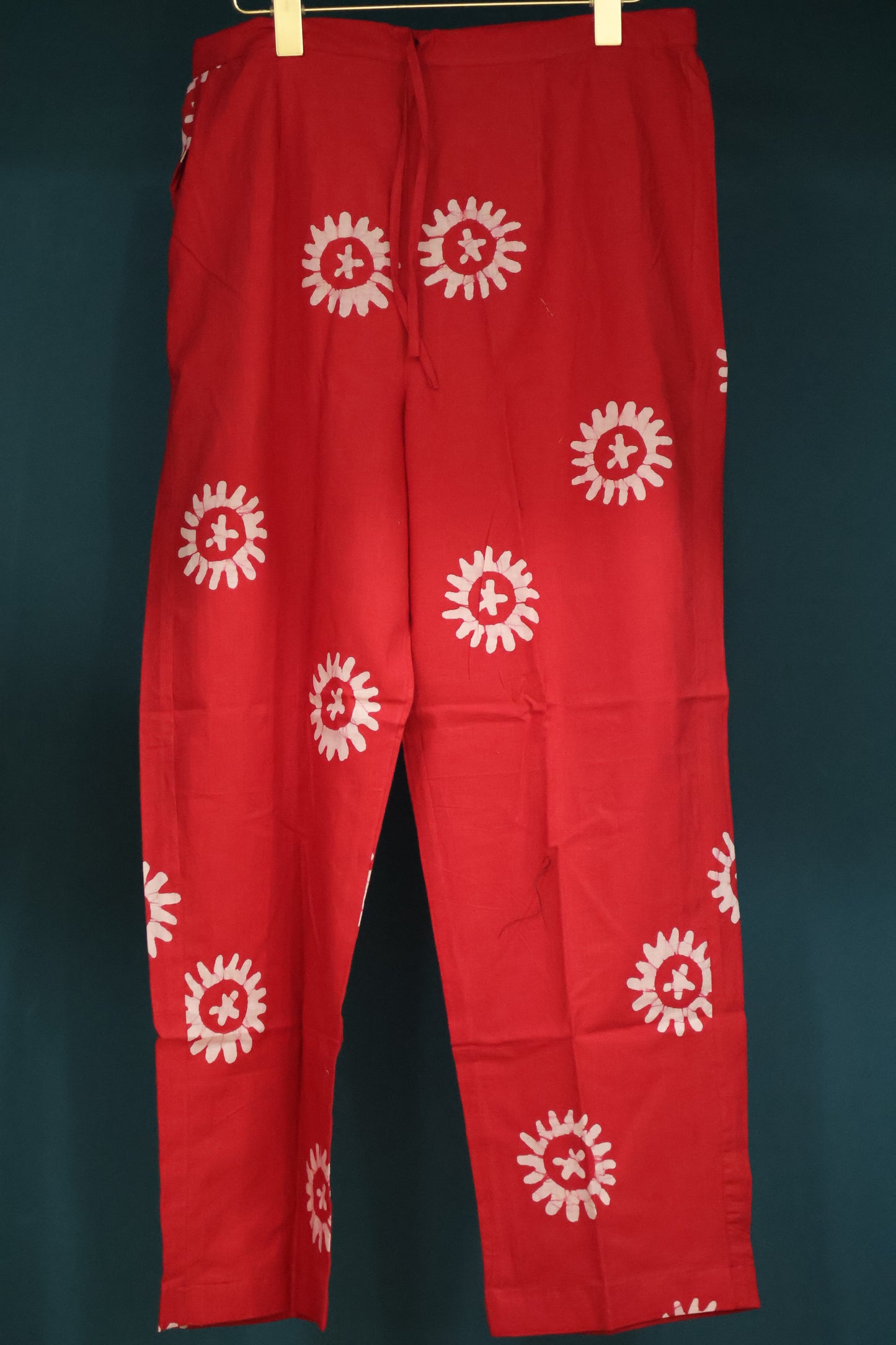 Red Handblock printed kota 3 piece suit (stitched)