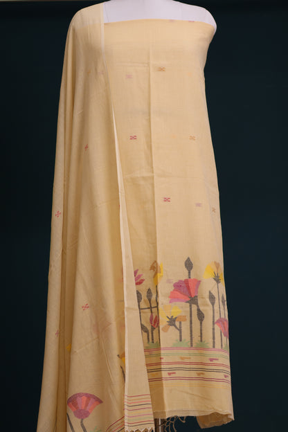 Handwoven Jamdhani pure Malai cotton 2 piece suit sets
