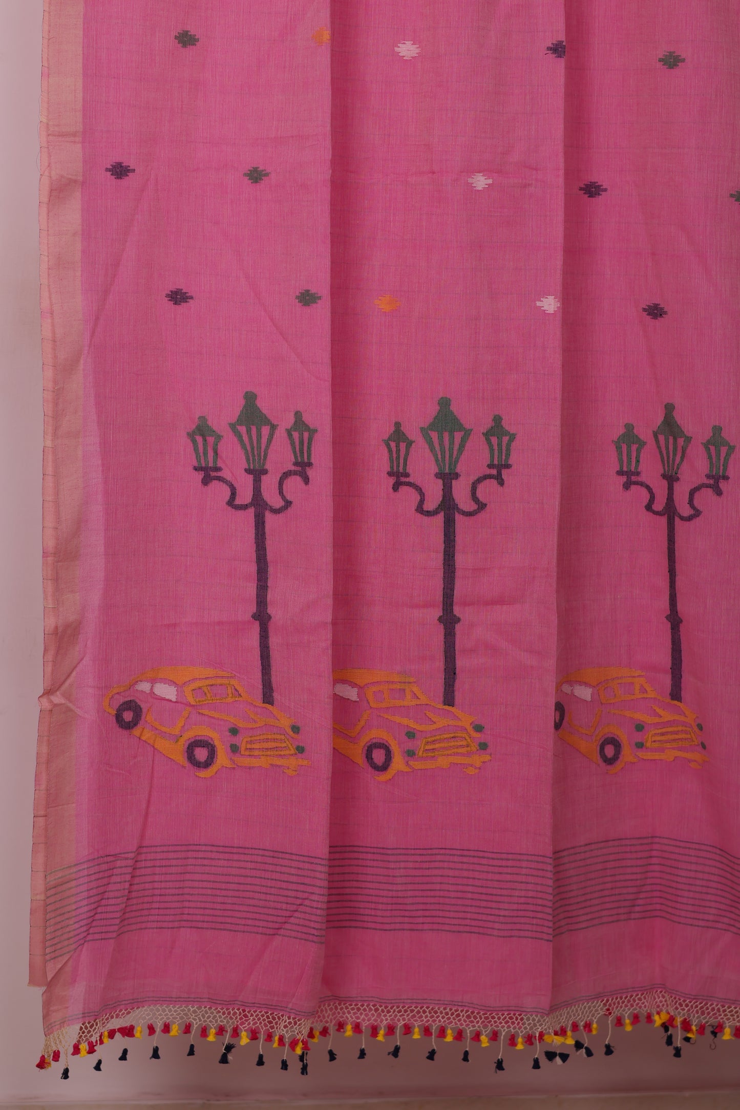 Pink Pure Handwoven Jamdhani Malai Cotton Saree