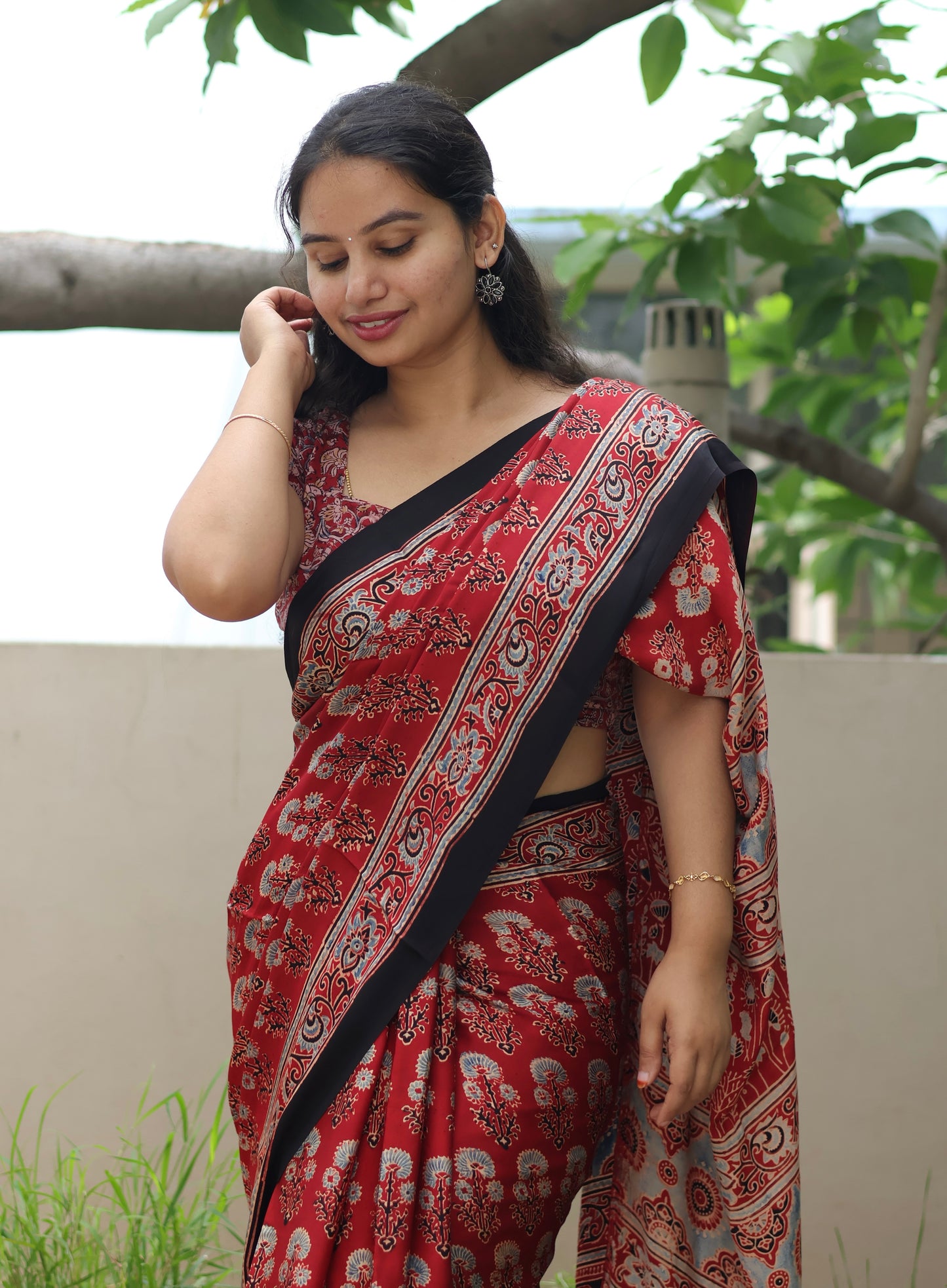 Ajrakh Modal Silk Saree