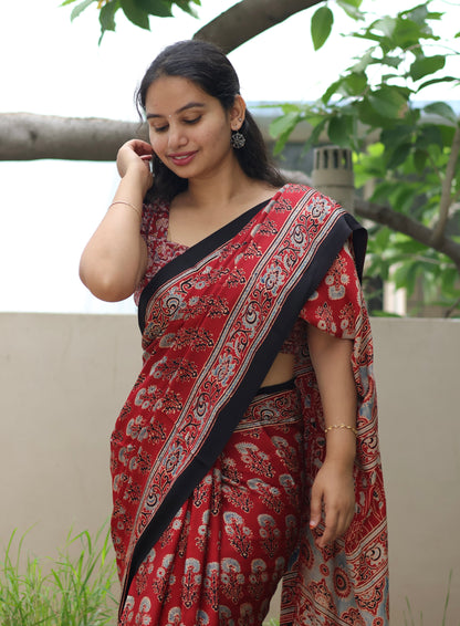 Ajrakh Modal Silk Saree