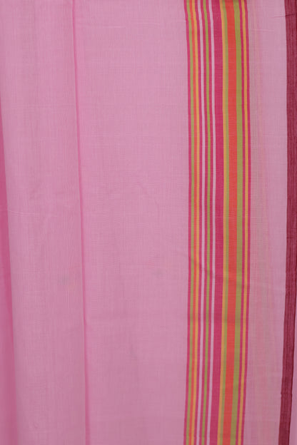 Pink Bhujodi weaving Malai Cotton Saree | Looms & Tassels