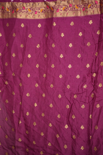 Magenta Handcrafted Bandhani Paithani Dola Silk Saree | Looms & Tassels